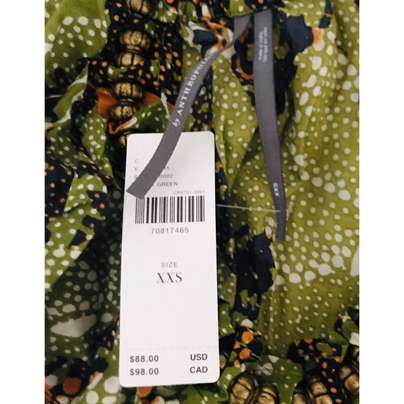 Anthropologie | Women's Green V-Neck Kenzie Parrott Beaded Mini Dress Size XXS - Picture 12 of 12
